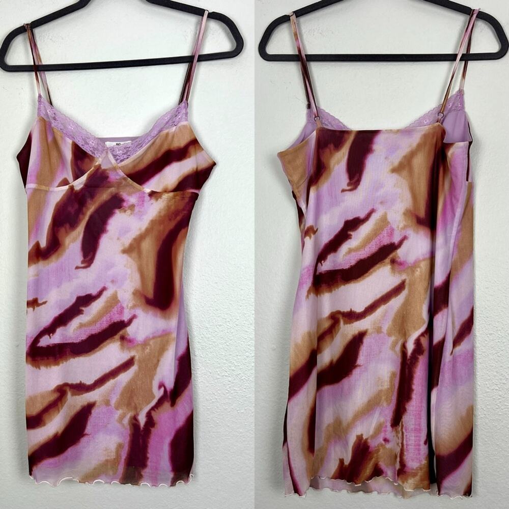 BP. | y2k Cami Slip Dress Pink Purple Sheer Lace Mini Retro 90s Summer Girlie M